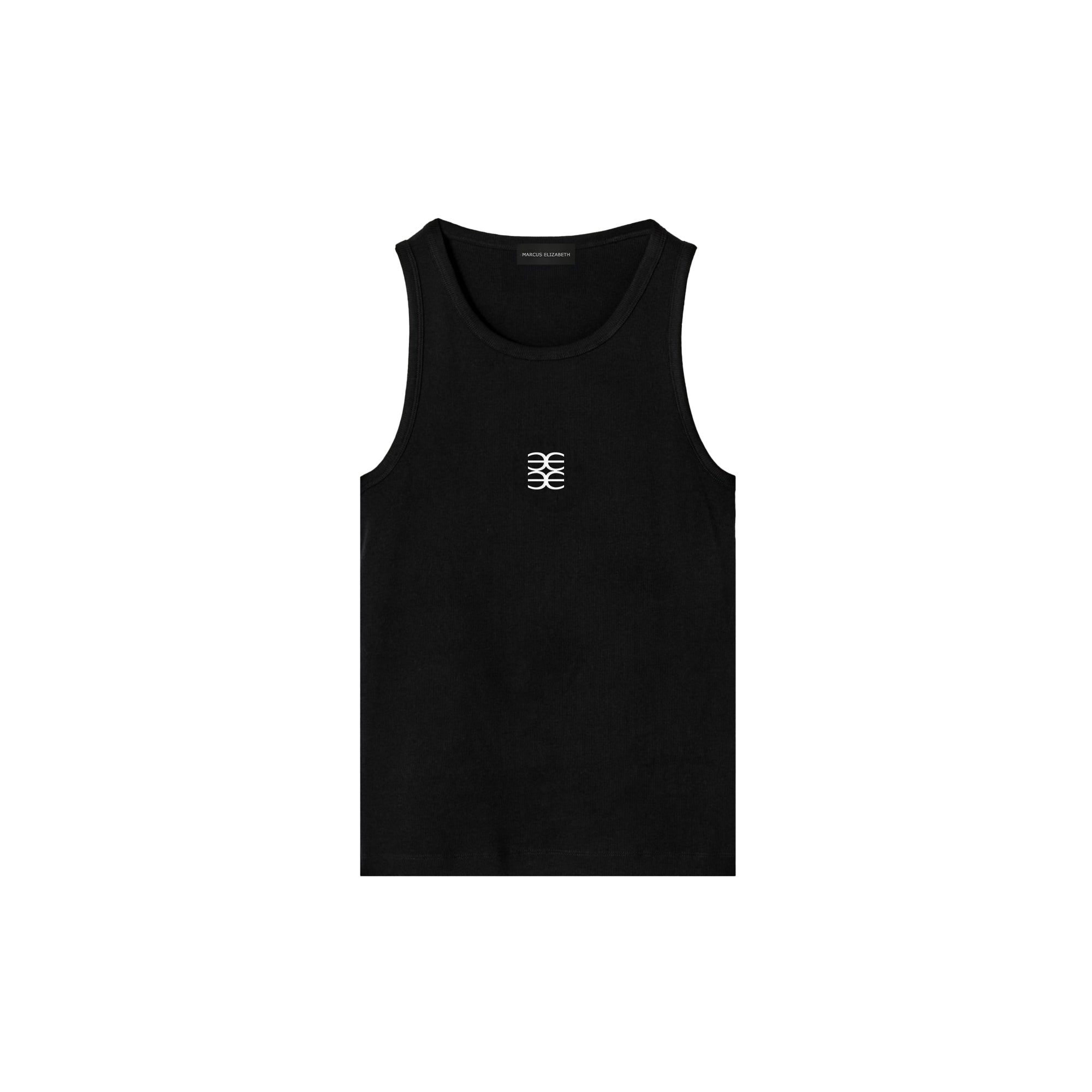 Black Tank Top with White Anagram Logo Embroidery - MARCUS ELIZABETH - T-shirts