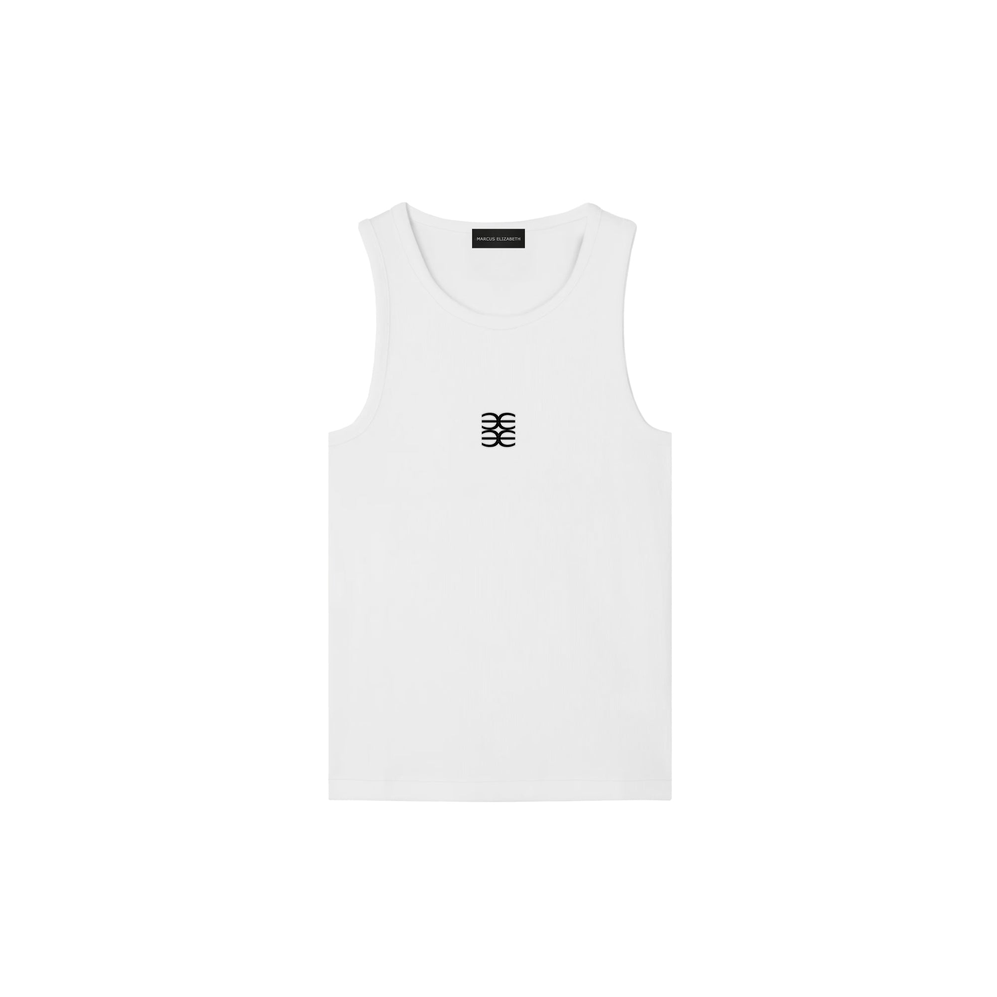 White Tank Top with Black Anagram Logo Embroidery - MARCUS ELIZABETH - T-shirts