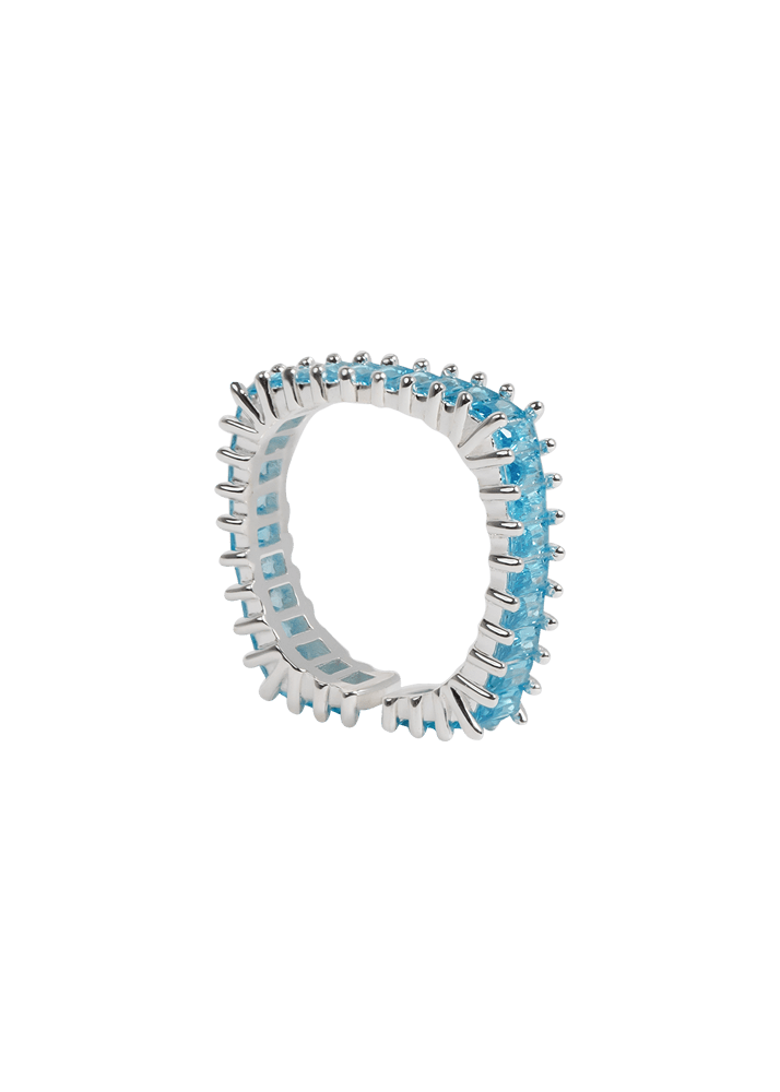 Blue Curacao Zirconia Square Ring - MARCUS ELIZABETH - Jewellery