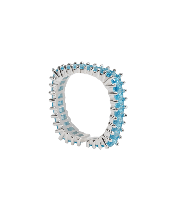 Blue Curacao Zirconia Square Ring - MARCUS ELIZABETH - Jewellery