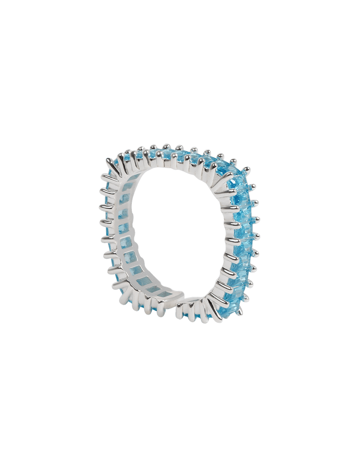 Blue Curacao Zirconia Square Ring - MARCUS ELIZABETH - Jewellery