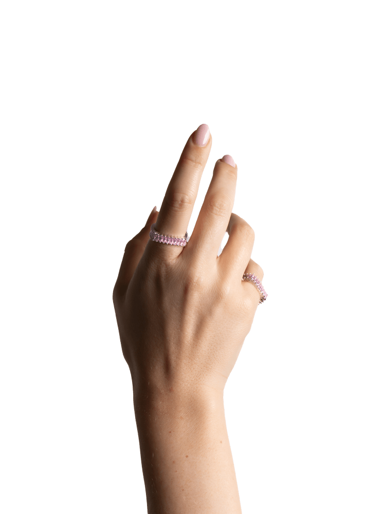 Diamond Pink Zirconia Square Ring - MARCUS ELIZABETH - Jewellery