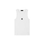 White Tank Top with Black Anagram Logo Embroidery - MARCUS ELIZABETH - T-shirts