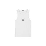 White Tank Top with Black Anagram Logo Embroidery - MARCUS ELIZABETH - T-shirts