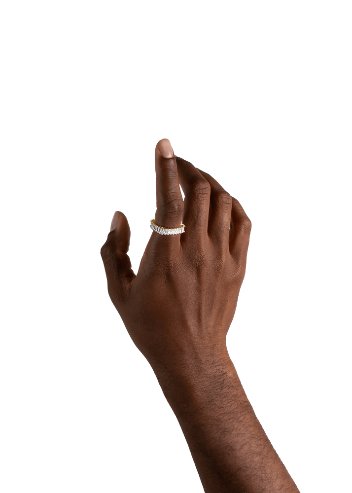 White Zirconia Gold Vermeil Square Ring - MARCUS ELIZABETH - Jewellery