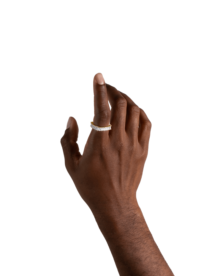 White Zirconia Gold Vermeil Square Ring - MARCUS ELIZABETH - Jewellery