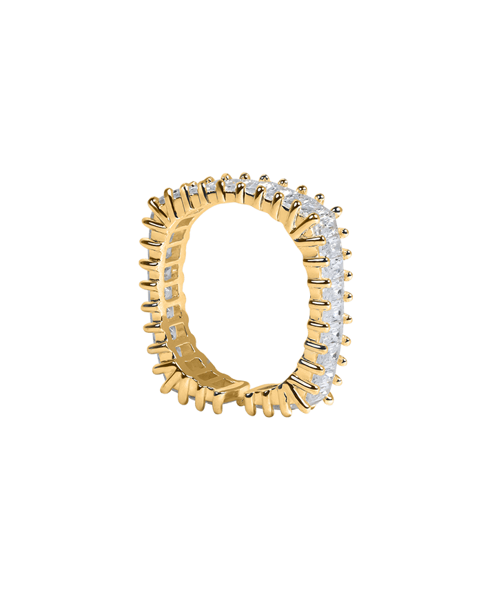 White Zirconia Gold Vermeil Square Ring - MARCUS ELIZABETH - Jewellery