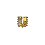 White Zirconia Square Gold Plated Huggies - MARCUS ELIZABETH - Jewellery