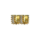 White Zirconia Square Gold Plated Huggies - MARCUS ELIZABETH - Jewellery